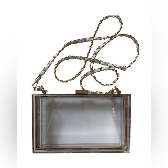 Transparent Gold Chain Stadium Bag Clutch - Picture 2 of 4